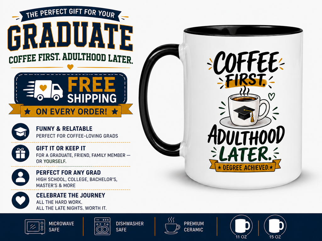 Coffee First, Adulthood Later Mug – Funny Coffee Gift