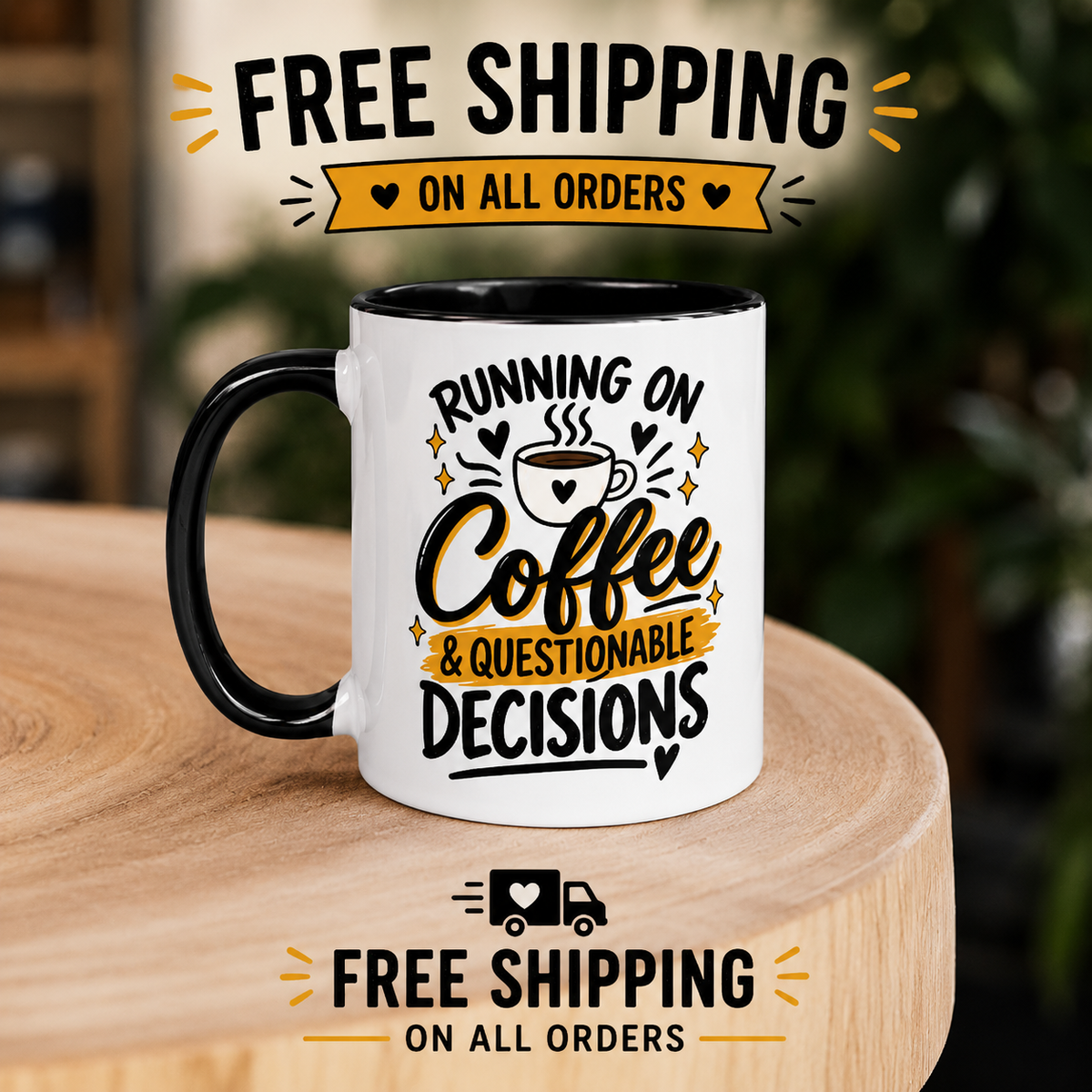 Running on Coffee & Questionable Decisions Mug – Funny Coffee Mug
