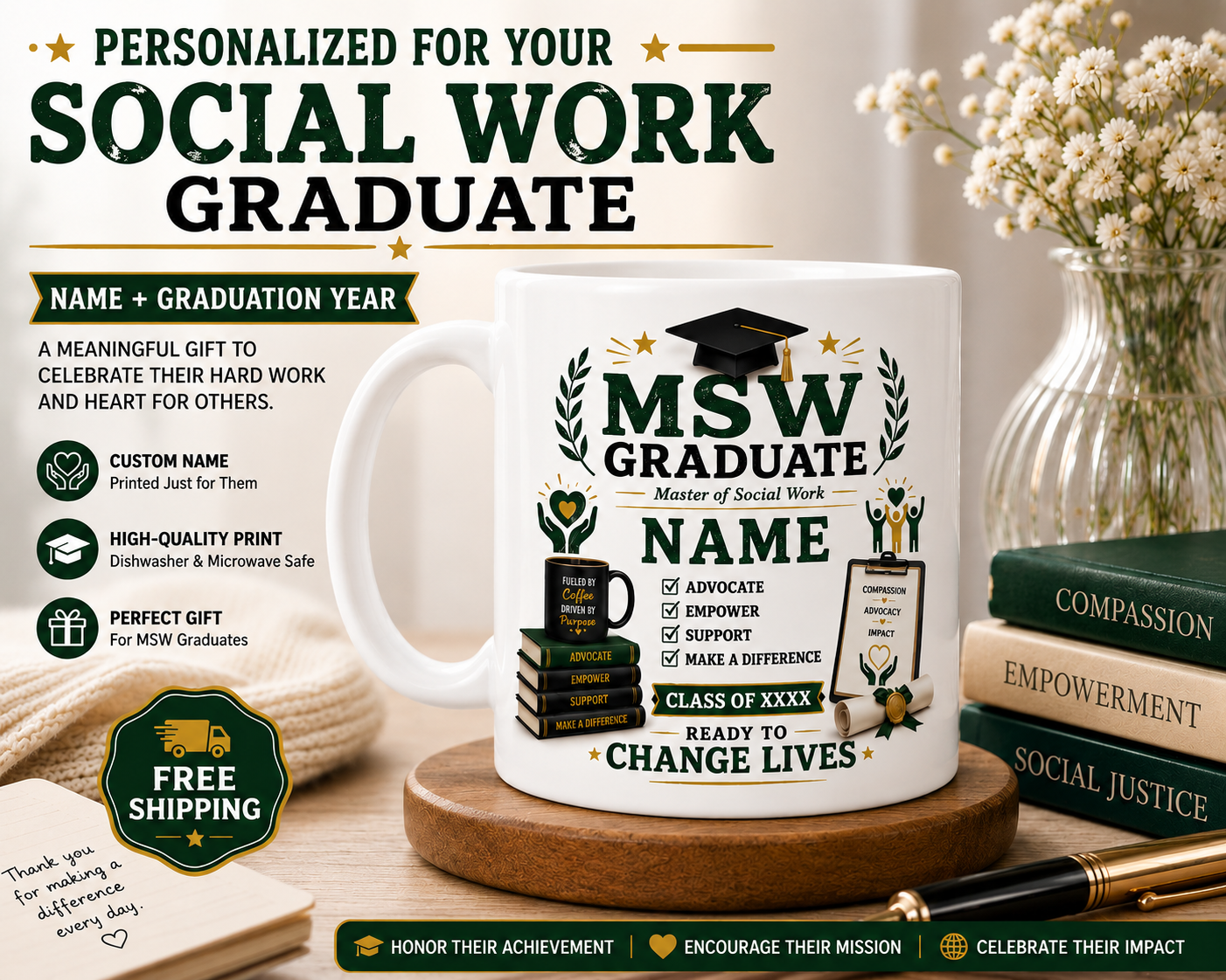 Personalized MSW Graduate Mug