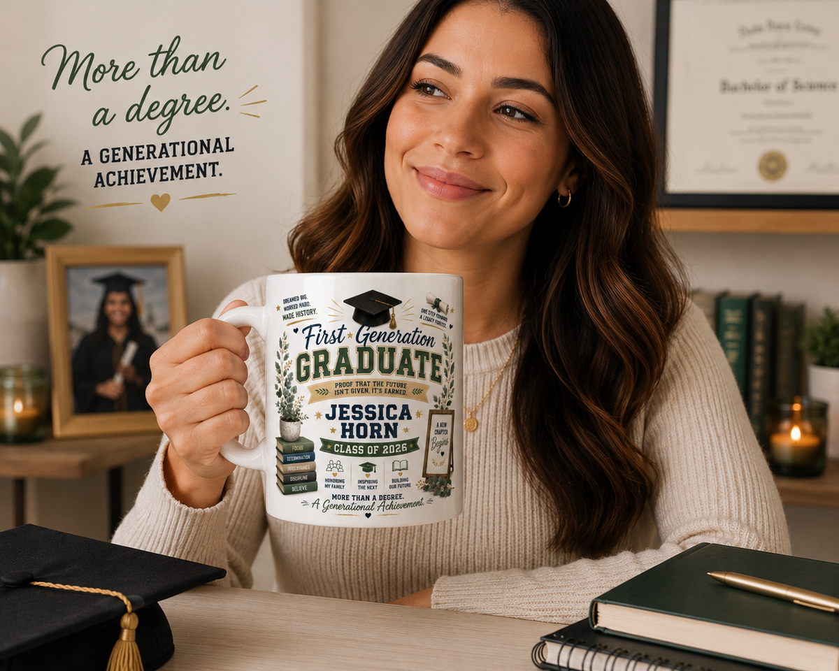 Personalized First Generation Graduation Mug – Custom Name & Year Gift